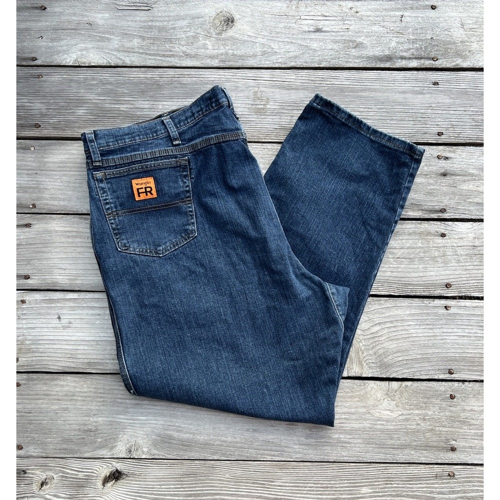 Wrangler FR Advance Comfort Pants Men's 48x30 Blue Denim Straight Leg Workwear